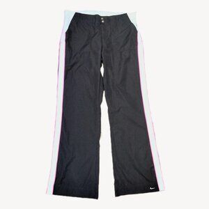 Womens Nike Track Pants L Athletic Wide Leg Pull On Black Y2K 90's Streetwear